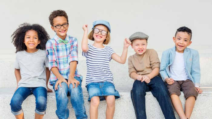 Group of children celebrating